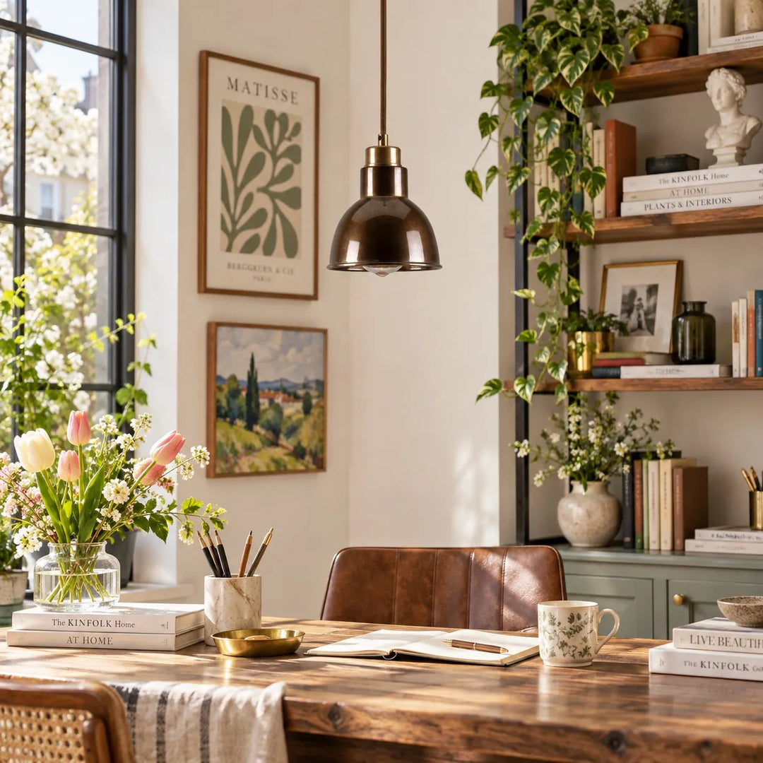 Industrial Brass Adjustable Pendant Lamp
