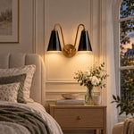Cargar imagen en el visor de la Galería, Bedroom with black metal shades, lights on
