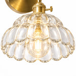 Cargar imagen en el visor de la Galería, Vintage Brass Puff-Skirt Glass Wall Lamp