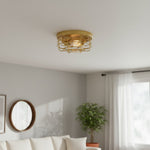 Cargar imagen en el visor de la Galería, Lámpara de Techo Redonda con Jaula de Metal Gridray Estilo Industrial – Iluminación Interior para Cocina y Entrada