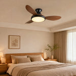 Load image into Gallery viewer, Wood-grain ceiling fan in a bedroom setting