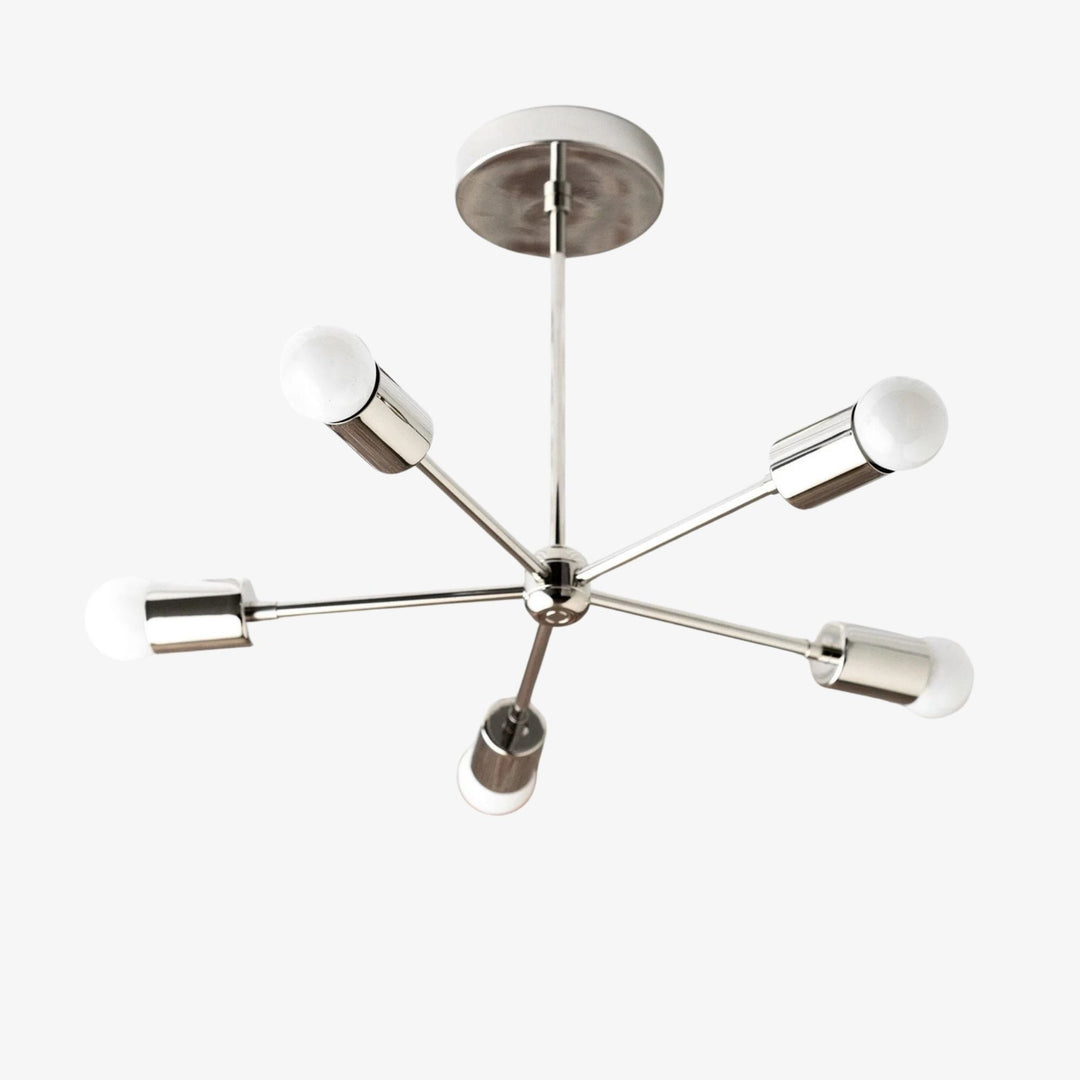 Mobilux Line Mid Century Gold Sputnik Chandelier - Geometric Brass Fixture