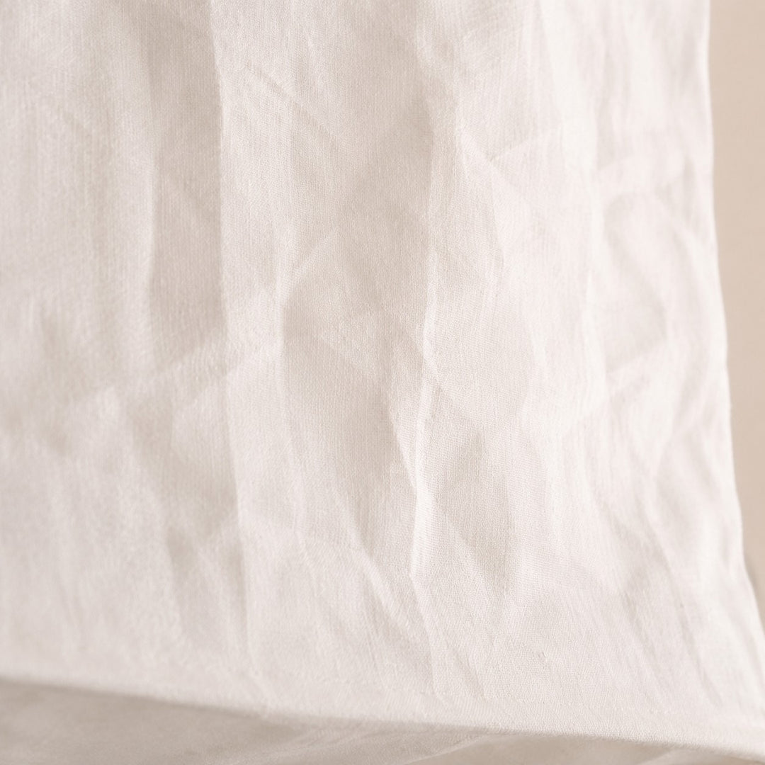 Close view of the natural linen shade texture