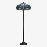 Cargar imagen en el visor de la Galería, Lámpara de pie de cristal artístico TiffStar con pantalla con diseño ornamental: lámpara de pie para salas de estar