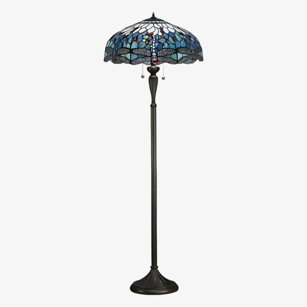 Lámpara de pie de cristal artístico TiffStar con pantalla con diseño ornamental: lámpara de pie para salas de estar