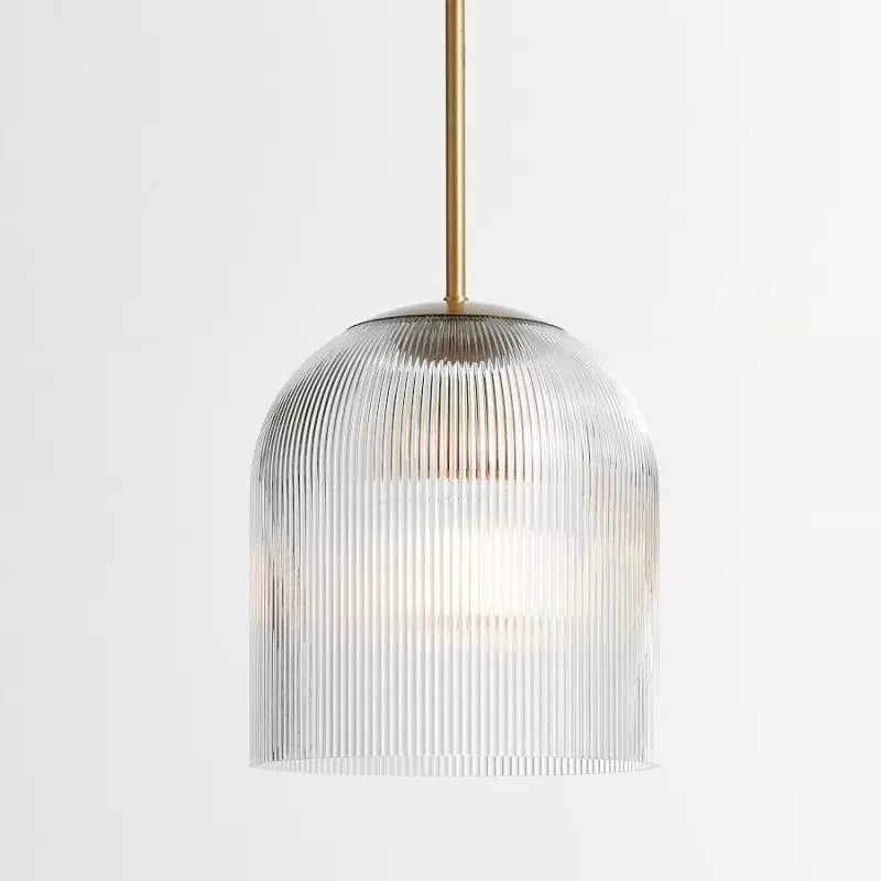 Suspension en verre strié – Suspension en laiton et verre au style campagnard 