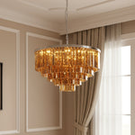 Load image into Gallery viewer, Aurevon Crystal Prism Metal Frame Modern Ceiling Chandelier for Home and Hotel