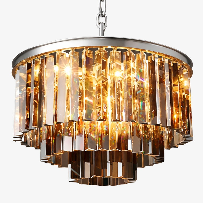 Aurevon Crystal Prism Metal Frame Modern Ceiling Chandelier for Home and Hotel