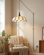 Bild in Gallery-Viewer laden, Scalloped Abaca Woven Plug-In Swag Pendant