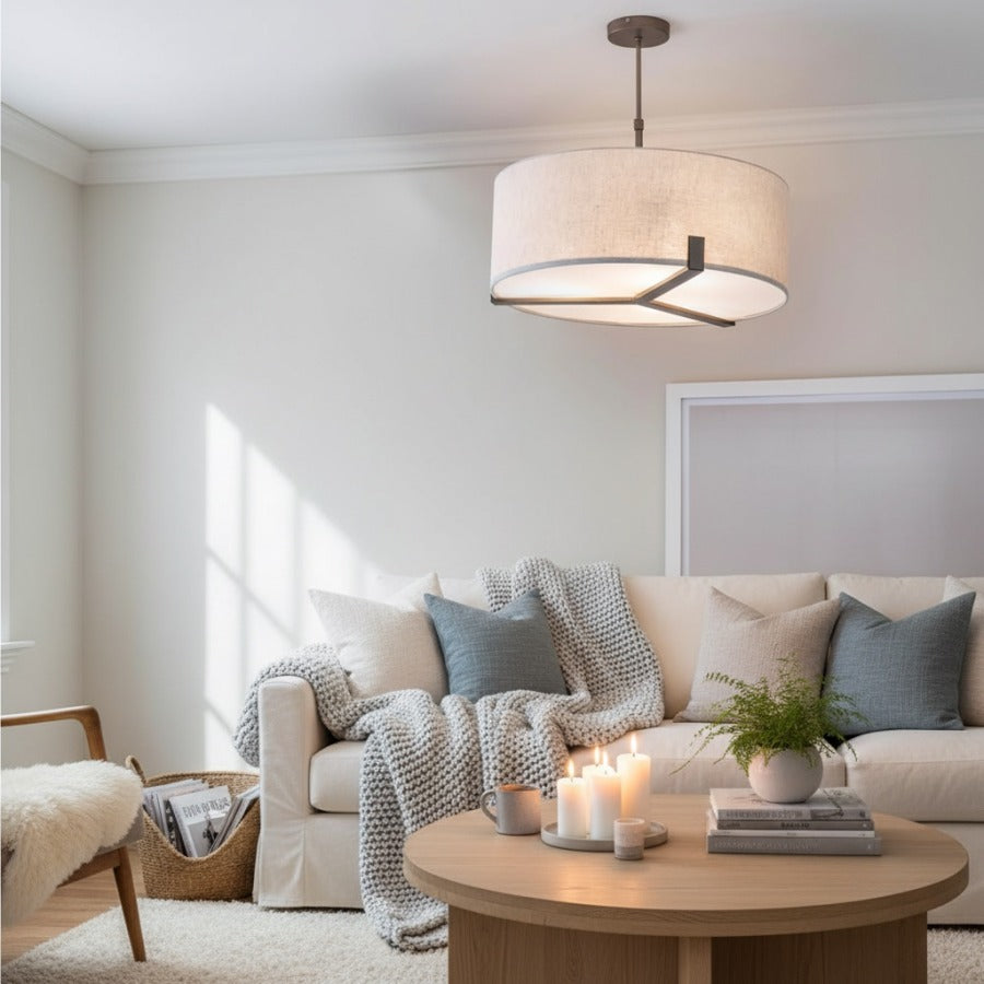 Tela Modern Klassische Pendelleuchte mit Stoffdiffusor für Kücheninsel und Eingangsbereich