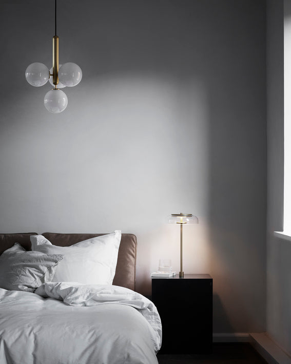 Rounded Brass Glass Plug-In Pendant Light