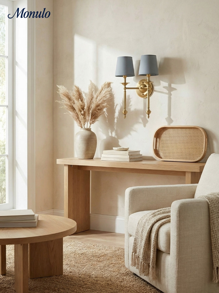 Rowan Fabric Shade Wall Sconce in Antique Copper - Vintage Luxury Light for Interiors