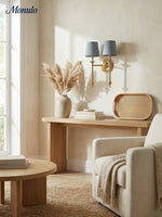 Cargar imagen en el visor de la Galería, Aplique de pared con pantalla de tela Rowan en cobre antiguo: lámpara vintage de lujo para interiores 