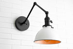 Cargar imagen en el visor de la Galería, Conique Metal Vintage Industrial Swing Arm Wall Lamp - Adjustable Dome Shade for Study
