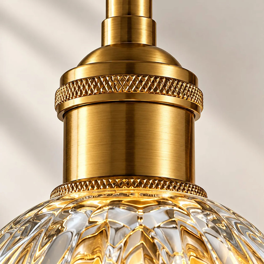 Vintage Brass Flower Glass Wall Lamp