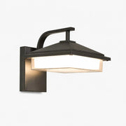 Square black glass outdoor wall light