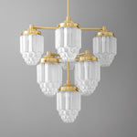 Load image into Gallery viewer, Tierlux Glass Textured Brass Chandelier – Timeless Lighting with Style
