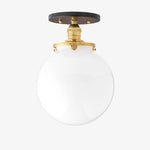 Bild in der Galerieansicht laden, Glorica Glass Mid Century Semi Flush Ceiling Light - White Opal Glass Globe Fixture
