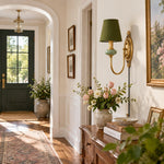 Cargar imagen en el visor de la Galería, Rowanea Fabric Shade Ceramic Plug-In Wall Sconce