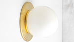 Charger l&#39;image dans la visionneuse de galerie, Glorica Glass Solid Brass Vanity Sconce - Compact Flush Mount Globe Light
