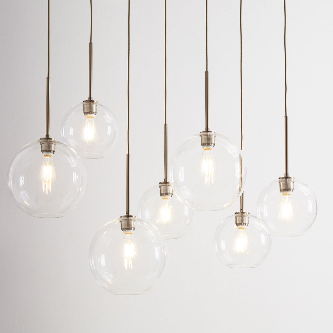 Selvion Eleganter 7-Licht Kugel Kronleuchter – Glas Pendelleuchte