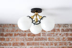Cargar imagen en el visor de la Galería, Glorica Glass Globe Light - Mid Century Semi Flush Ceiling Lamp
