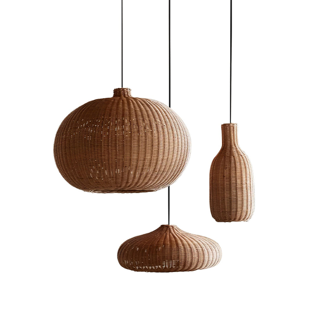Lampe à suspension vintage en rotin