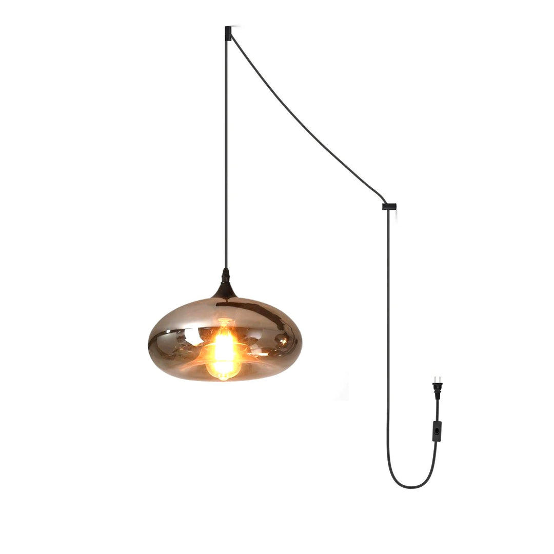 Smoky Gray Hand-Blown Glass Plug-In Pendant