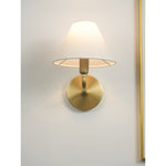 Load image into Gallery viewer, Gilda Fabric Drum Shade Wall Sconce - Modern Brass Accent Light for Bedroom and Hallway