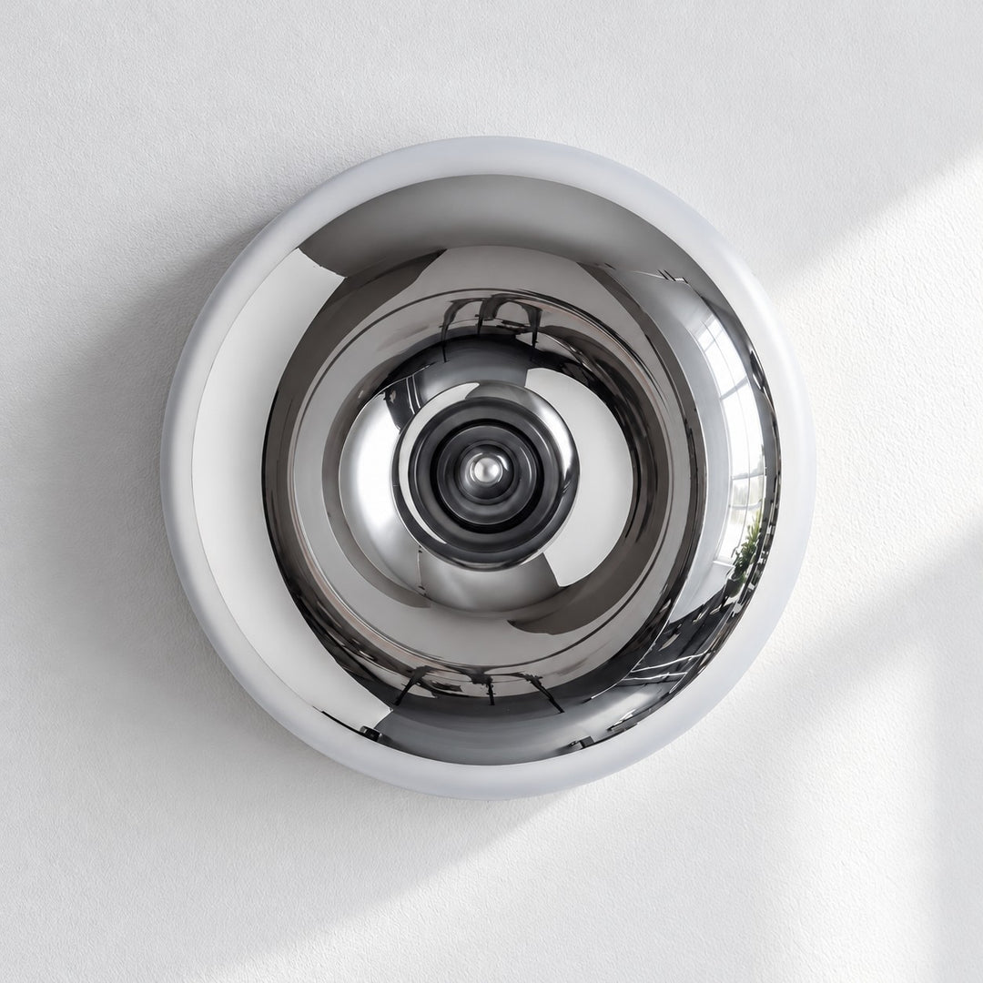 Round Disc Centre Button Blown Glass Wall Light