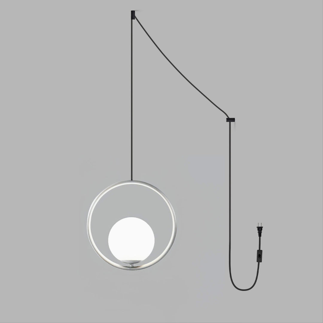 Pearl Glass Sphere Brass Plug-In Pendant