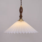 Load image into Gallery viewer, White Fabric Walnut Brass Plug-In Pendant