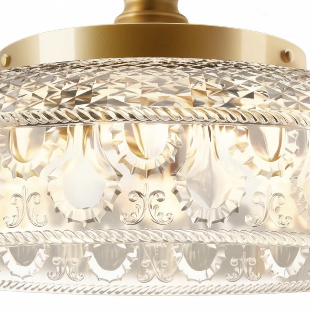 Zenarivo Vintage Floral Glass Semi Flush Mount Ceiling Light - Modern Cabin Style for Living Room