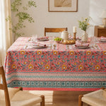 Cargar imagen en el visor de la Galería, Pink garden border tablecloth styled with tableware