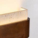 Bild in Gallery-Viewer laden, Close view of travertine stone texture and wood band