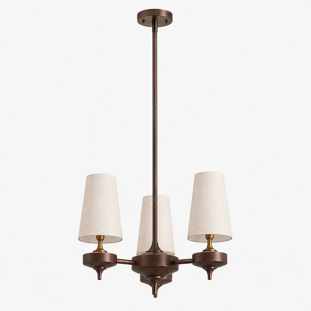 3-light Hour Rho chandelier with white velvet shades
