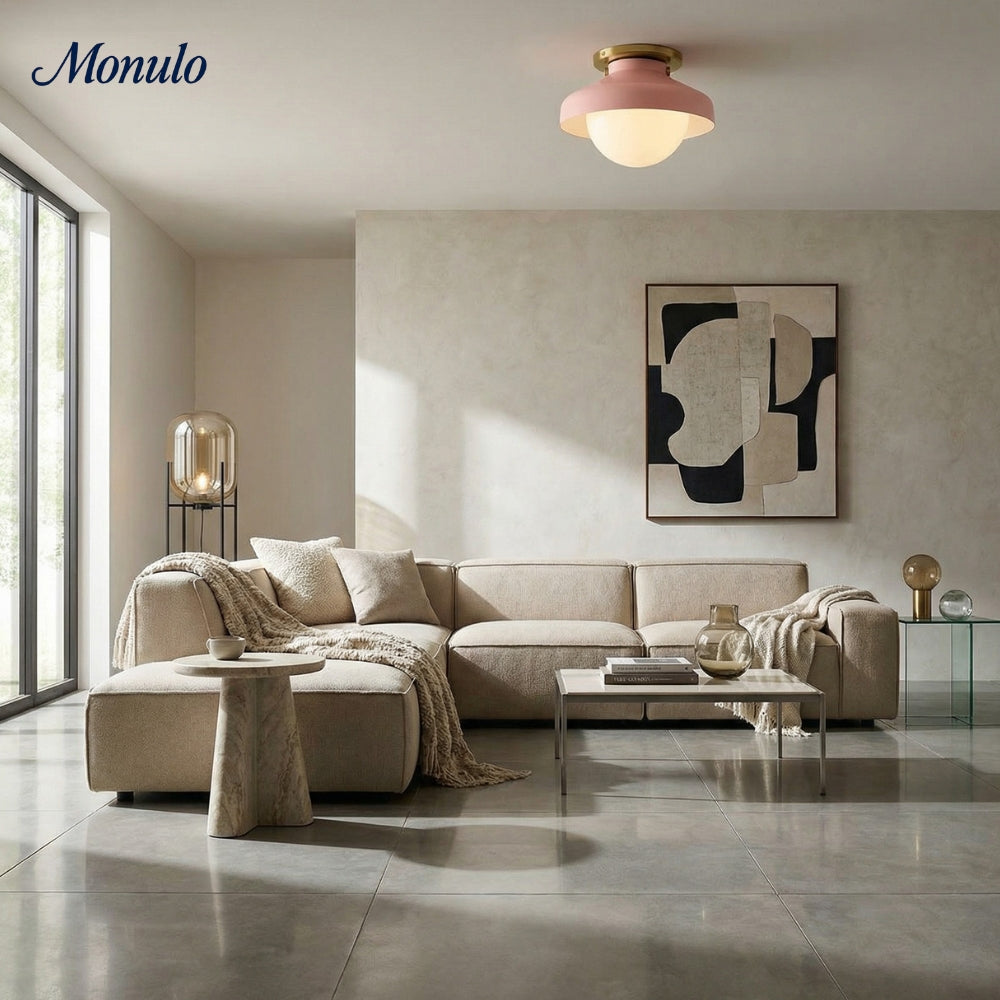 Hanton Aufputz-Deckenleuchte – Modernes minimalistisches Leuchtmittel mit Milchglas- und Metallschirm