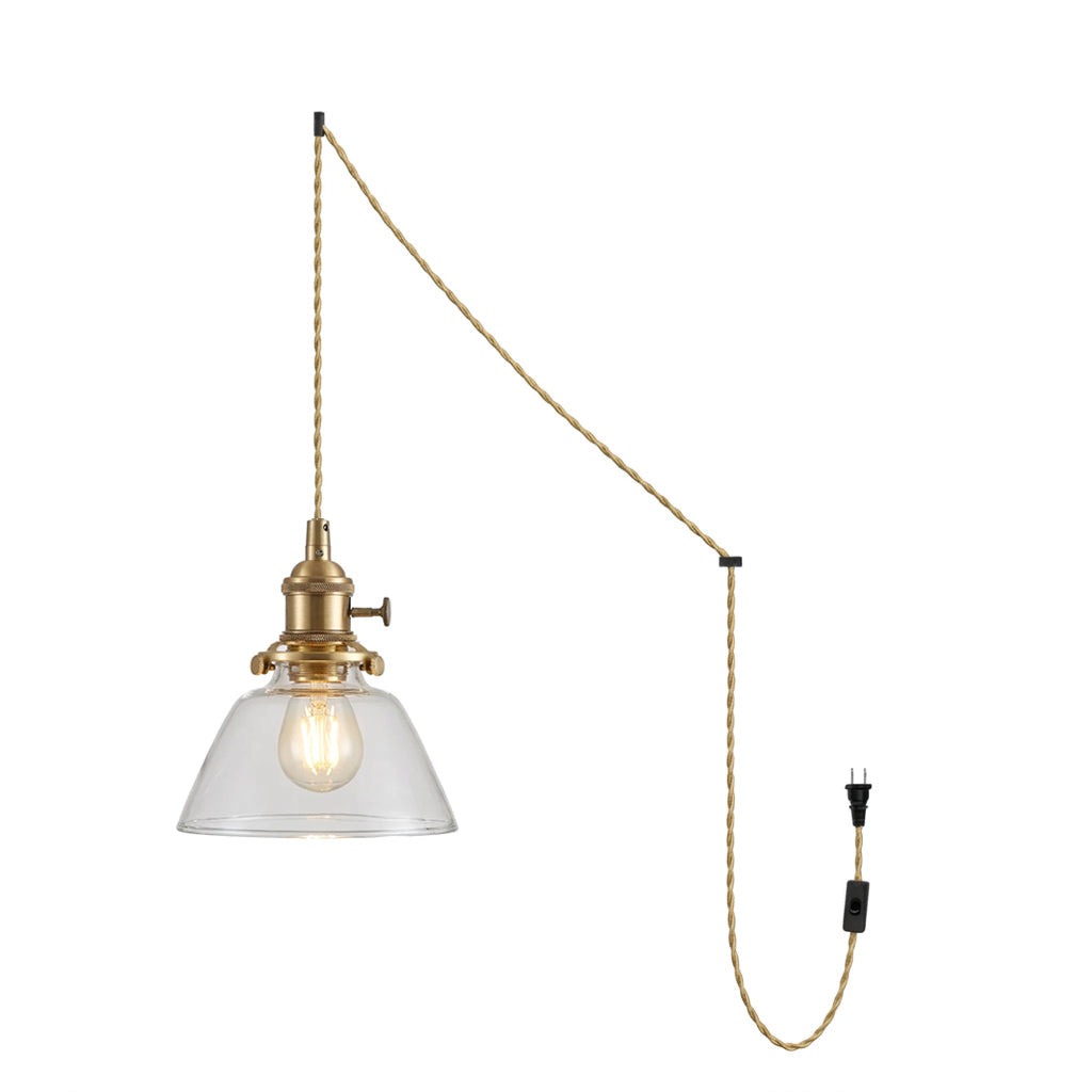 Brass And Clear Glass Plug-In Pendant