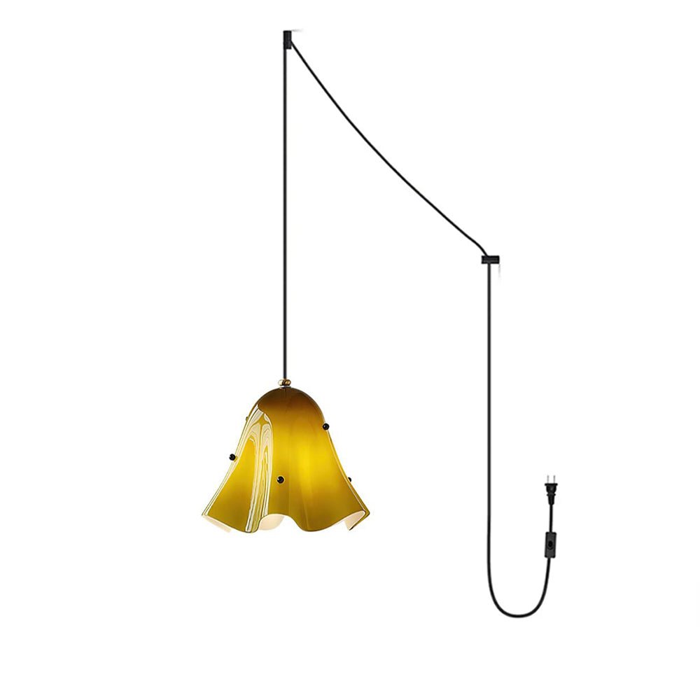 Undulating Glass Flower Plug-In Swag Pendant