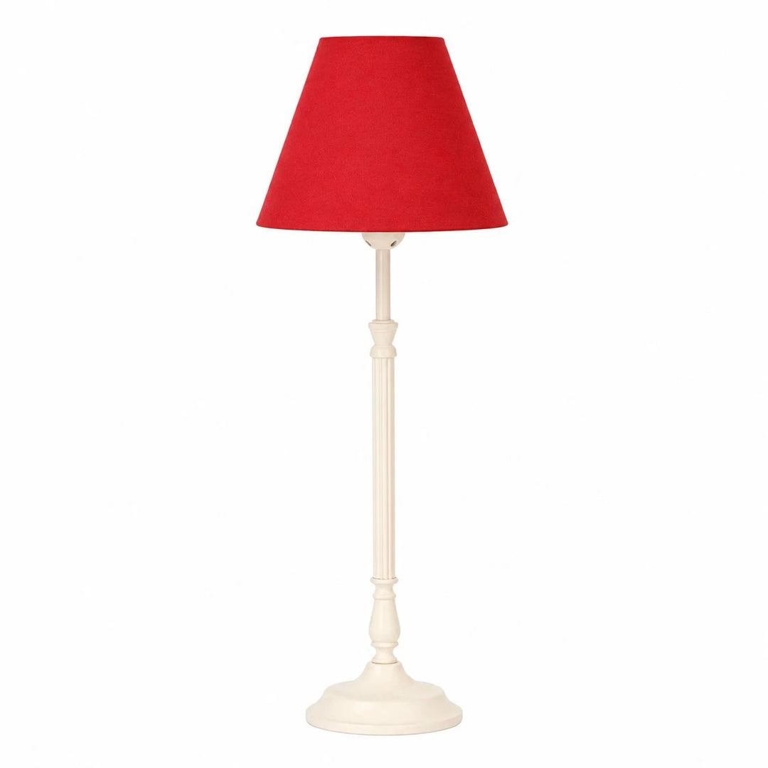 Rose red fabric shade French country metal table lamp