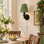 Bild in Gallery-Viewer laden, Rowan No-Wire Pleated Drum Shade Wall Sconce – Plug-In Fabric Wall Light