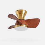 Charger l'image dans la visionneuse de galerie, Natural copper ceiling fan light with wood-look blades