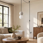 Load image into Gallery viewer, Textured Stone And Glass Plug-In Swag Pendant