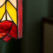 Close view of colored glass and dark joining lines