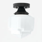 Cargar imagen en el visor de la Galería, Geotower Glass Art Deco Opal Glass Flush Mount Ceiling Light – Modern Deco Indoor Accent Light for Living Room
