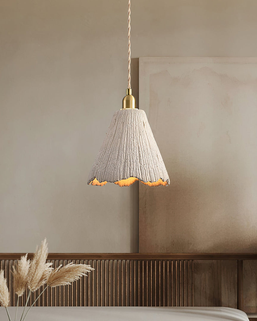 Textured Cement Gold Plug-In Swag Pendant
