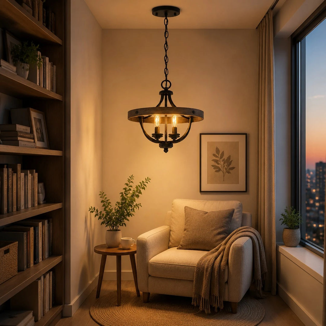 Reading nook pendant lighting scene
