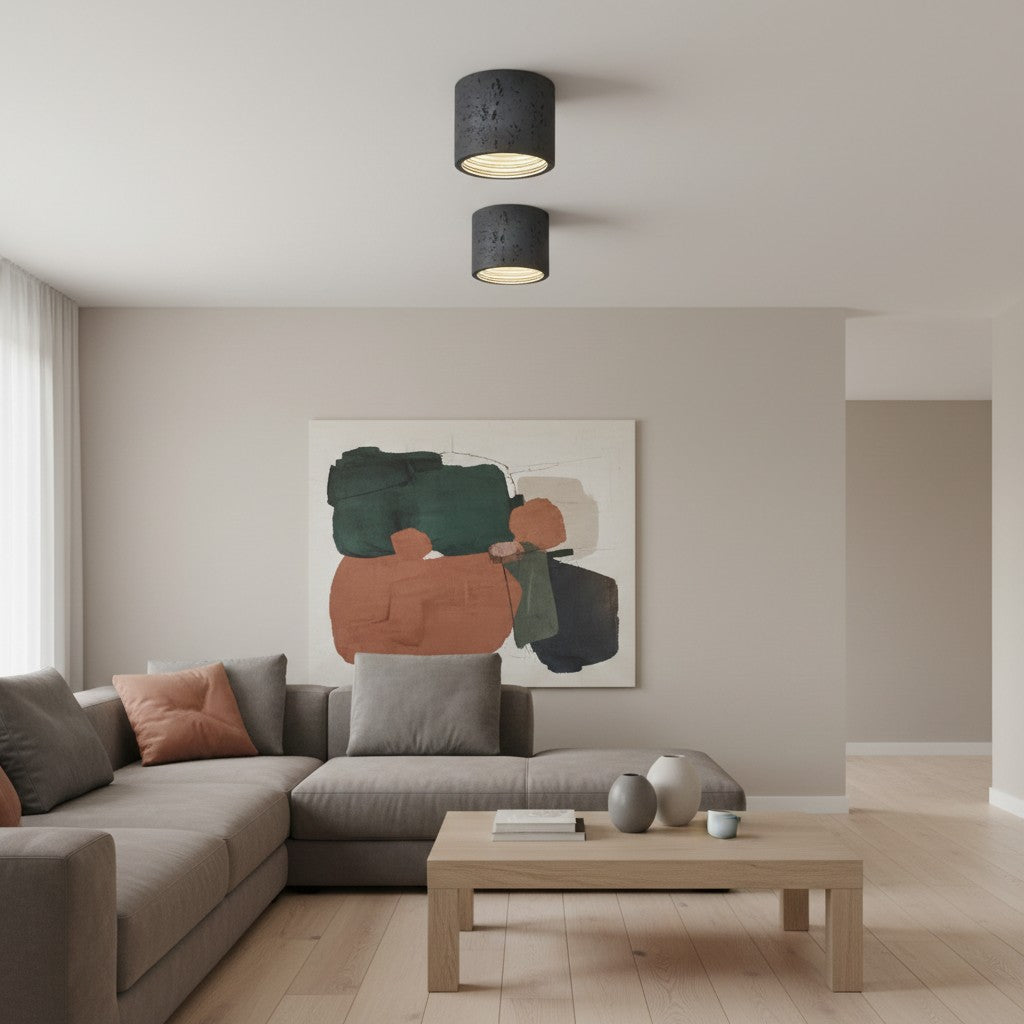 Lámpara de Techo Cilíndrica Sabiara Wabi-Sabi - Luminaria de Techo con Luz Suave y Difusa para Dormitorios y Salas de Estar