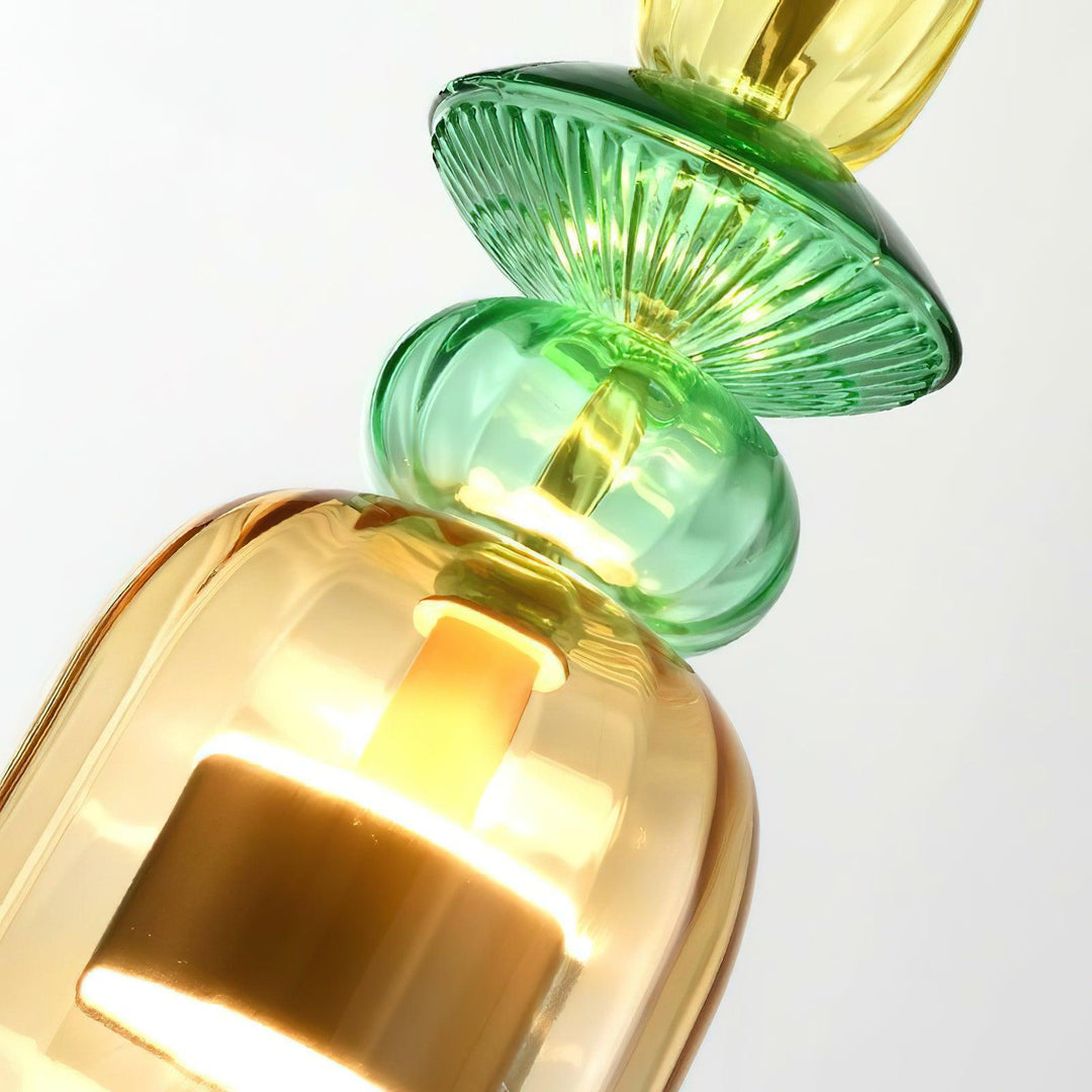 Suspension en verre soufflé à la main - Fer bonbon coloré, couleurs mélangées, pour l'intérieur