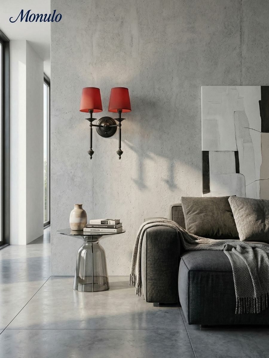 Rowan Fabric Shade Wall Sconce in Antique Copper - Vintage Luxury Light for Interiors